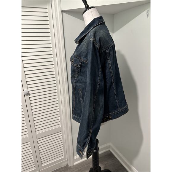 Lauren Jeans Co Women’s Denim Jacket 1X Classic Blue Trucker Relaxed Vintage Y2K - Picture 3 of 12